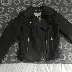 Faux leather olive green/gray Moto jacket